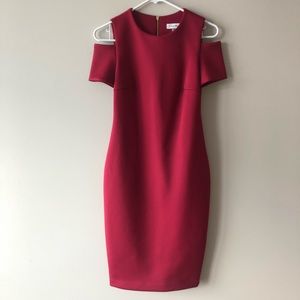 Calvin Klein Scuba Sheath Dress, Maroon, Size 2
